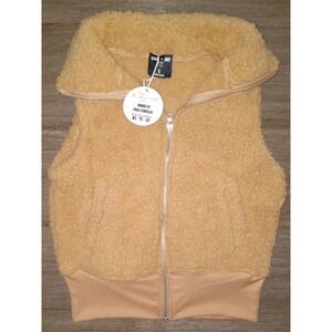 Love + Joy By FCT Women's Small Tan Full Zipper Sherpa Vest With Pockets NWT